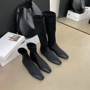 2024 Autumn New Negative Pressure Slimming Boots Sport Sole Stretch Boots Leg-Hugging Slim Boots Hidden Heel Tall Boots