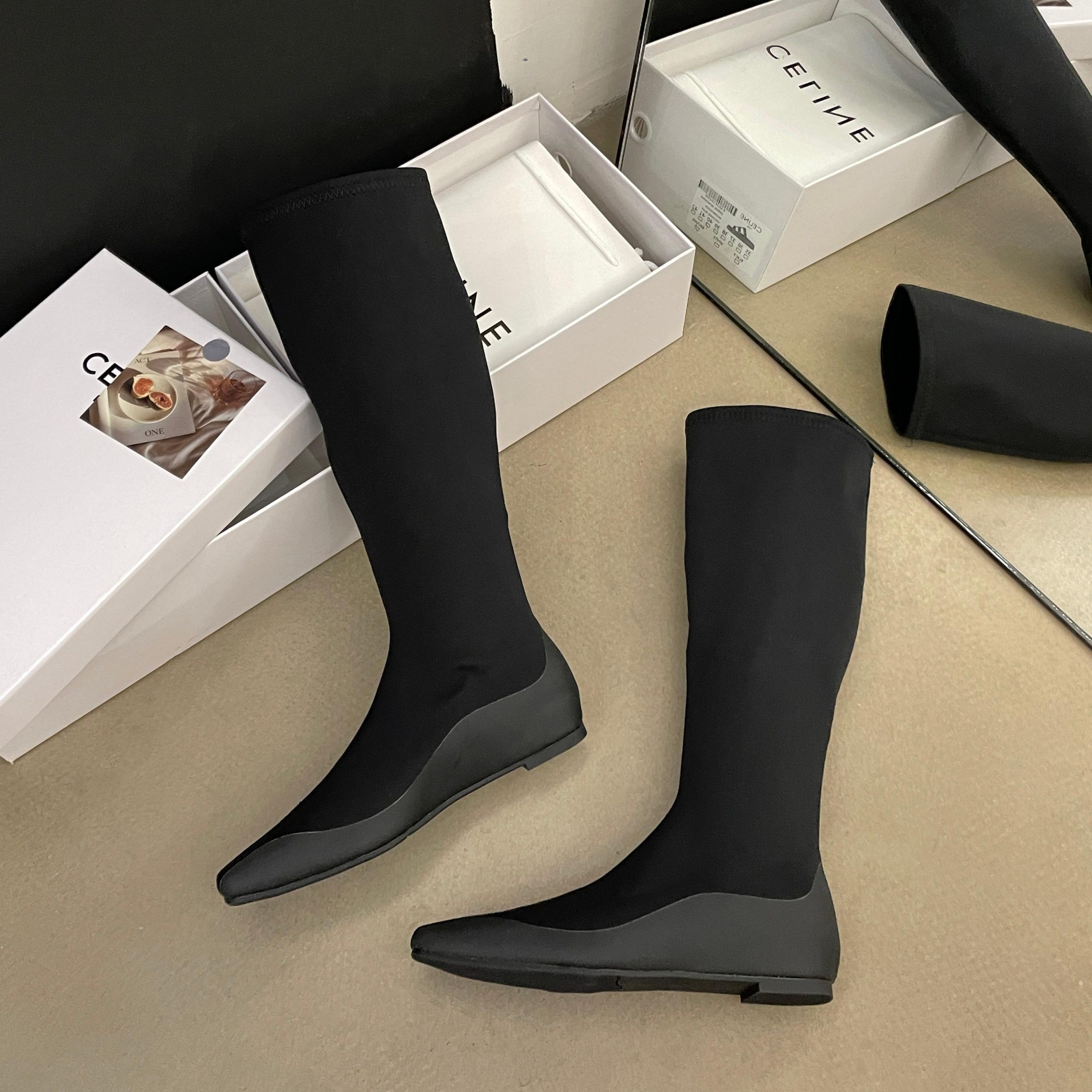 2024 Autumn New Negative Pressure Slimming Boots Sport Sole Stretch Boots Leg-Hugging Slim Boots Hidden Heel Tall Boots - Image 4