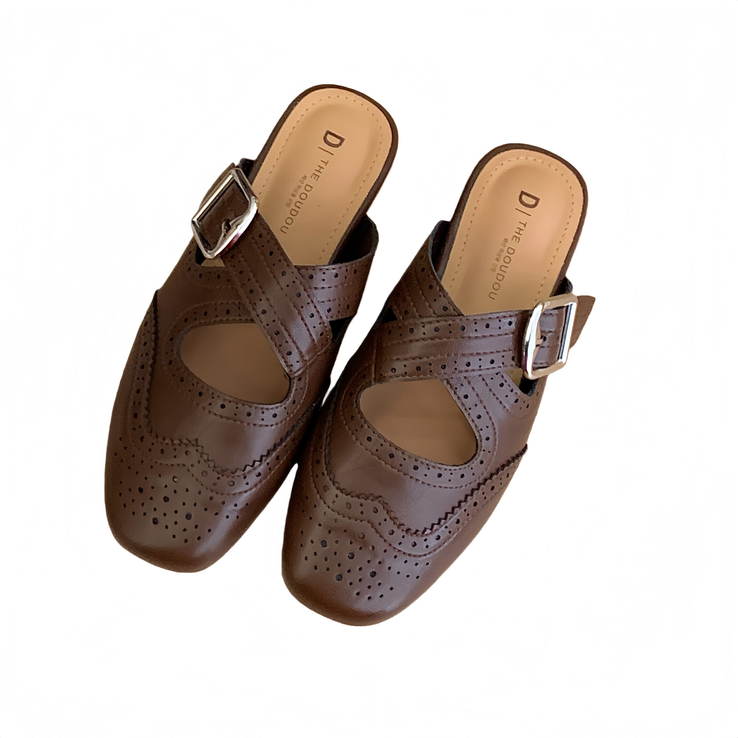 2026 Spring New European Style Brogue Vintage Tassel Closed Toe Half Slippers Ultra Soft Women's Shoes - Image 5