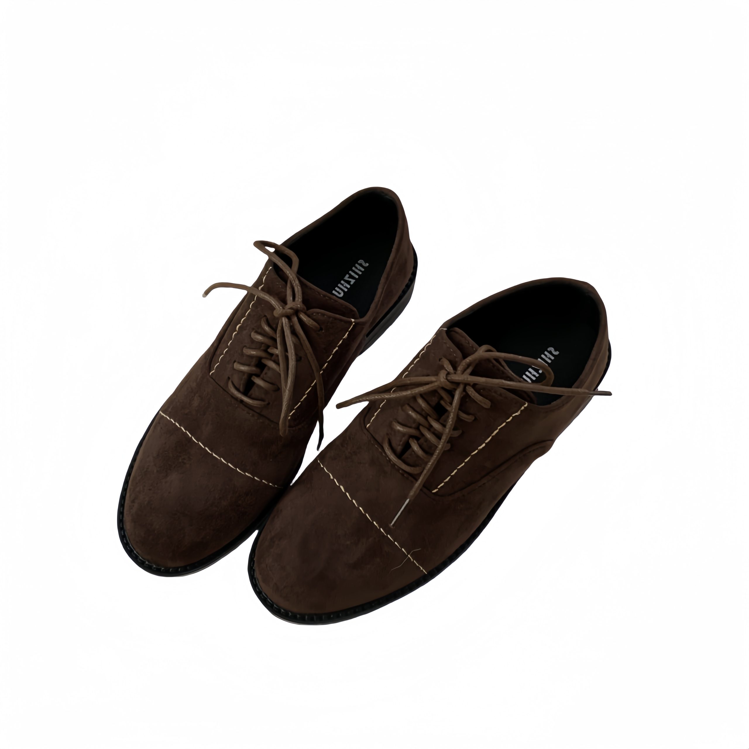 British Style Suede Lace-Up Flat Shoes for Women 2024 New Thick Sole Retro Casual Loafers - Image 5