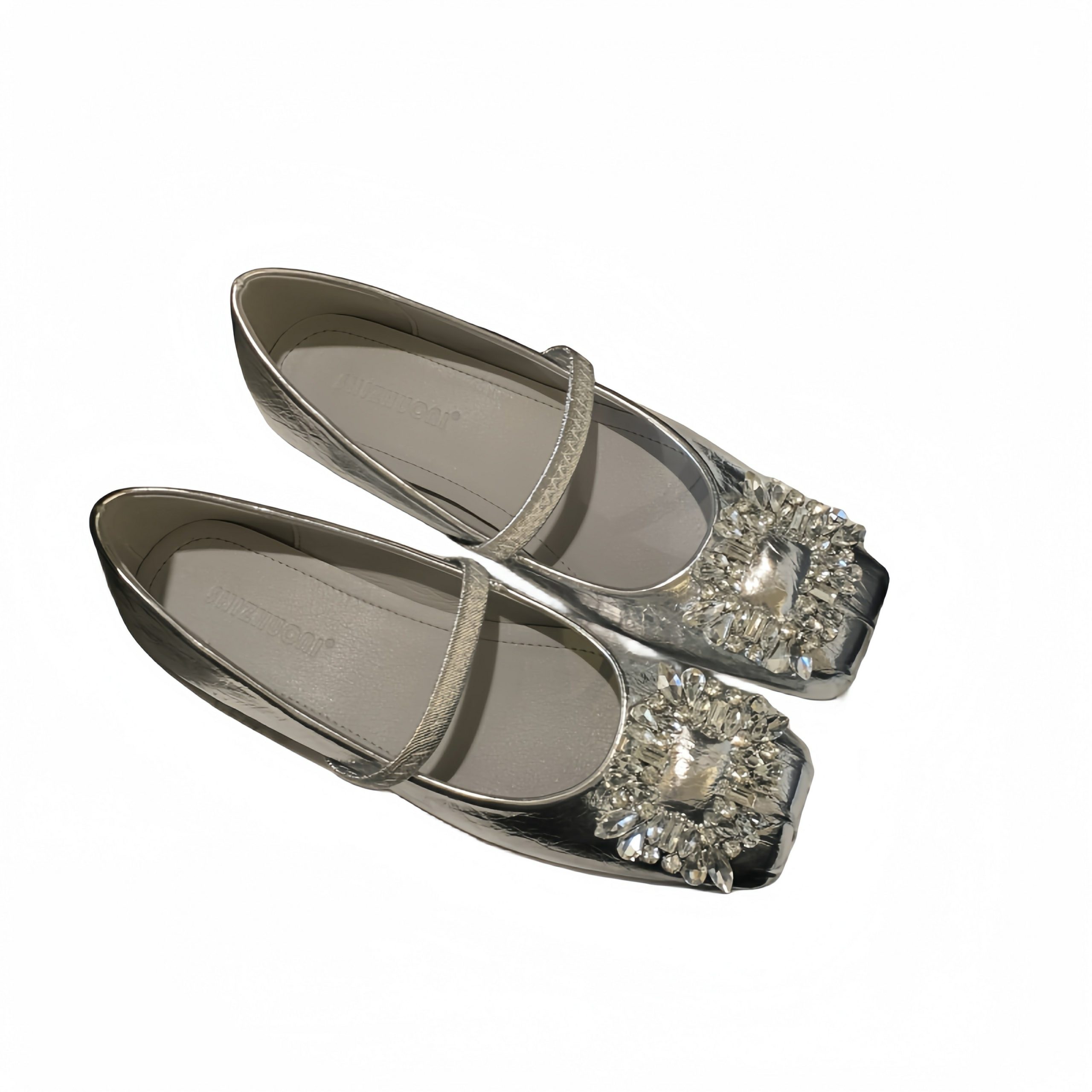 SIZHUONI Women's French Fairy Style Square Buckle Rhinestone Flat Shoes Mary Jane Slip-On 2024 New Spring Summer Low Top Soft Sole - Image 5