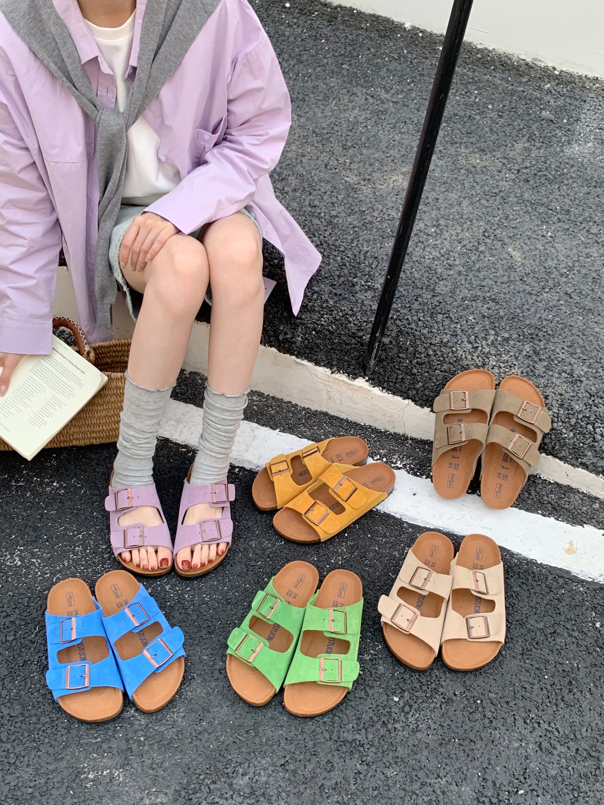 Women's Genuine Leather Cork Thick Sole Birkenstock Style Slippers 2026 New Summer Retro Flat Sandals